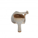 Slingback à bout pointu pour femmes en tissu laminé scintillant platine talon 7 - Pointures disponibles:  33, 35, 44