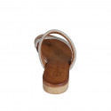 Chanclas de dedo para mujer en piel cognac con estrás plateado, gris y cobrizo tacon 2 - Tallas disponibles:  
