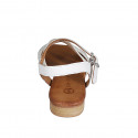 Sandalia para mujer en piel y tejido soga blanco con cinturon, estras y tacon 2 - Tallas disponibles:  32, 35