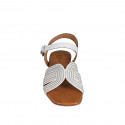 Sandalia para mujer en piel y tejido soga blanco con cinturon, estras y tacon 2 - Tallas disponibles:  32, 35