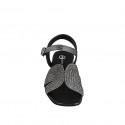 Sandalo da donna in pelle e tessuto corda grigio con cinturino, strass e tacco 2 - Misure disponibili: 32, 33, 34, 35, 42, 43, 44, 45