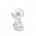 Sandale pour femmes avec courroie et nœud en cuir crème talon 7 - Pointures disponibles:  32, 33, 42, 43, 44, 45