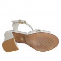 Sandale pour femmes avec courroie et nœud en cuir crème talon 7 - Pointures disponibles:  32, 33, 42, 43, 44, 45