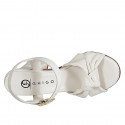 Sandale pour femmes avec courroie et nœud en cuir crème talon 7 - Pointures disponibles:  32, 33, 42, 43, 44, 45