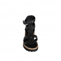 Chaussure ouverte pour femmes en cuir noir avec fermeture éclair et boucles talon 4 - Pointures disponibles:  32, 35