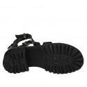 Chaussure ouverte pour femmes en cuir noir avec fermeture éclair et boucles talon 4 - Pointures disponibles:  32, 35