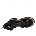 Chaussure ouverte pour femmes en cuir noir avec fermeture éclair et boucles talon 4 - Pointures disponibles:  32, 35