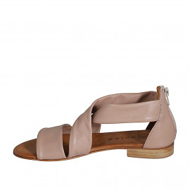 Zapato abierto para mujer en piel rosada con cremallera tacon 2 - Tallas disponibles:  32, 33 2