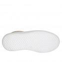 Scarpa stringata da donna con plantare estraibile in pelle laminata e tessuto intrecciato platino zeppa 4 - Misure disponibili: 32, 35, 42, 43, 44