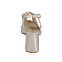 Sandalia con empeine alto para mujer en piel laminada platino, plateada y cobrizo tacon 7 - Tallas disponibles:  32, 33, 34, 35, 42, 45, 46