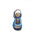 Sandale haute pour femmes en daim bleu, bleuet et turquoise talon 7 - Pointures disponibles:  32, 34, 45, 46