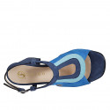 Sandale haute pour femmes en daim bleu, bleuet et turquoise talon 7 - Pointures disponibles:  32, 34, 45, 46