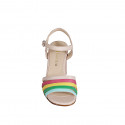 Woman's sandal in light rose and multicolored leather with strap heel 7 - Available sizes:  32, 33, 34, 35, 42, 44, 45, 46
