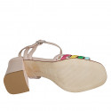 Woman's sandal in light rose and multicolored leather with strap heel 7 - Available sizes:  32, 33, 34, 35, 42, 44, 45, 46