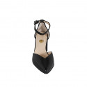 Escarpin ouvert à bout pointu pour femmes avec courroie en cuir verni noir talon 6 - Pointures disponibles:  32, 33, 34, 35, 43, 44, 46