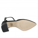 Escarpin ouvert à bout pointu pour femmes avec courroie en cuir verni noir talon 6 - Pointures disponibles:  32, 33, 34, 35, 43, 44, 46