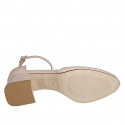Zapato abierto con punta redonda con cinturon en piel rosado claro tacon 5 - Tallas disponibles:  32, 35, 43, 44, 45, 46