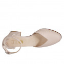 Zapato abierto con punta redonda con cinturon en piel rosado claro tacon 5 - Tallas disponibles:  32, 35, 43, 44, 45, 46