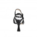 Chaussure ouverte pour femmes à bout pointu avec courroie en cuir noir et blanc talon 8 - Pointures disponibles:  35, 44