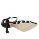 Chaussure ouverte pour femmes à bout pointu avec courroie en cuir noir et blanc talon 8 - Pointures disponibles:  35, 44