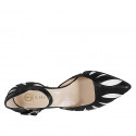 Zapato abierto a punta con cinturon para mujer en piel negra y blanca tacon 8 - Tallas disponibles:  35