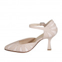 Escarpin ouvert à bout pointu pour femmes avec courroie en cuir rose et verni rose clair talon 8 - Pointures disponibles:  35, 42, 43, 44, 45