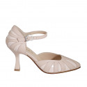 Escarpin ouvert à bout pointu pour femmes avec courroie en cuir rose et verni rose clair talon 8 - Pointures disponibles:  35, 42, 43, 44, 45
