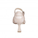 Escarpin ouvert à bout pointu pour femmes avec courroie en cuir rose et verni rose clair talon 8 - Pointures disponibles:  35, 42, 43, 44, 45