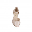 Escarpin ouvert à bout pointu pour femmes avec courroie en cuir rose et verni rose clair talon 8 - Pointures disponibles:  35, 42, 43, 44, 45