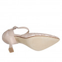 Escarpin ouvert à bout pointu pour femmes avec courroie en cuir rose et verni rose clair talon 8 - Pointures disponibles:  35, 42, 43, 44, 45
