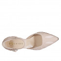 Escarpin ouvert à bout pointu pour femmes avec courroie en cuir rose et verni rose clair talon 8 - Pointures disponibles:  35, 42, 43, 44, 45