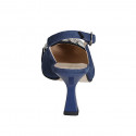 Zapato destalonado a punta para mujer en gamuza azul con accesorio tacon 8 - Tallas disponibles:  32, 35, 42