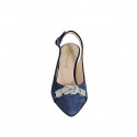 Decolté a punta aperta sul tallone da donna in camoscio blu con accessorio tacco 8 - Misure disponibili: 32, 33, 34, 35, 42, 44, 46