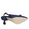 Zapato destalonado a punta para mujer en gamuza azul con accesorio tacon 8 - Tallas disponibles:  32, 35, 42