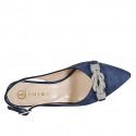 Decolté a punta aperta sul tallone da donna in camoscio blu con accessorio tacco 8 - Misure disponibili: 32, 33, 34, 35, 42, 44, 46