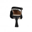 Decolté a punta aperta sul tallone da donna in camoscio nero con accessorio tacco 8 - Misure disponibili: 32, 33, 34, 35, 42, 43, 46