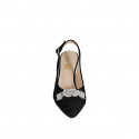 Decolté a punta aperta sul tallone da donna in camoscio nero con accessorio tacco 8 - Misure disponibili: 32, 33, 34, 35, 42, 43, 46
