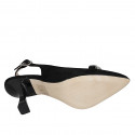 Decolté a punta aperta sul tallone da donna in camoscio nero con accessorio tacco 8 - Misure disponibili: 32, 33, 34, 35, 42, 43, 46