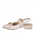 Decolté aperta sul tallone a punta da donna con elastico e fibbie in pelle rosa tacco 3 - Misure disponibili: 35, 43, 44, 45