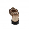Chaussure ouverte au talon pour femmes en daim beige et tacheté avec courroies croisées talon 3 - Pointures disponibles:  32, 35, 42, 44, 45
