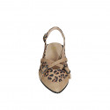 Chaussure ouverte au talon pour femmes en daim beige et tacheté avec courroies croisées talon 3 - Pointures disponibles:  32, 35, 42, 44, 45