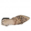 Décolleté aperta sul tallone in camoscio beige e maculato con cinturino incrociati tacco 3 - Misure disponibili: 35, 42