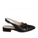 Chaussure ouverte au talon pour femmes en cuir noir avec courroies croisées talon 3 - Pointures disponibles:  32, 34, 35, 42, 45