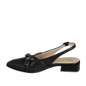 Chaussure ouverte au talon pour femmes en cuir noir avec courroies croisées talon 3 - Pointures disponibles:  32, 34, 35, 42, 45