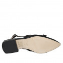Chaussure ouverte au talon pour femmes en cuir noir avec courroies croisées talon 3 - Pointures disponibles:  32, 34, 35, 42, 45