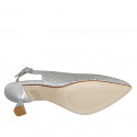 Chaussure ouverte au talon pour femmes en cuir laminé argent talon 6 - Pointures disponibles:  35, 46