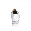 Woman's highfronted shoe in white and black leather with elastics and captoe wedge heel 4 - Available sizes:  34, 35, 42, 44, 46