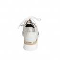 Scarpa stringata con cerniera in pelle beige e pelle laminata platino zeppa 4 - Misure disponibili: 35, 42, 43, 44, 45, 46