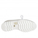 Scarpa stringata con cerniera in pelle beige e pelle laminata platino zeppa 4 - Misure disponibili: 35, 42, 43, 44, 45, 46