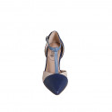 Chaussure ouverte à bout pointu pour femmes en cuir bleu, bleu clair et rose avec courroie salomé talon 7 - Pointures disponibles:  33, 35, 44, 46